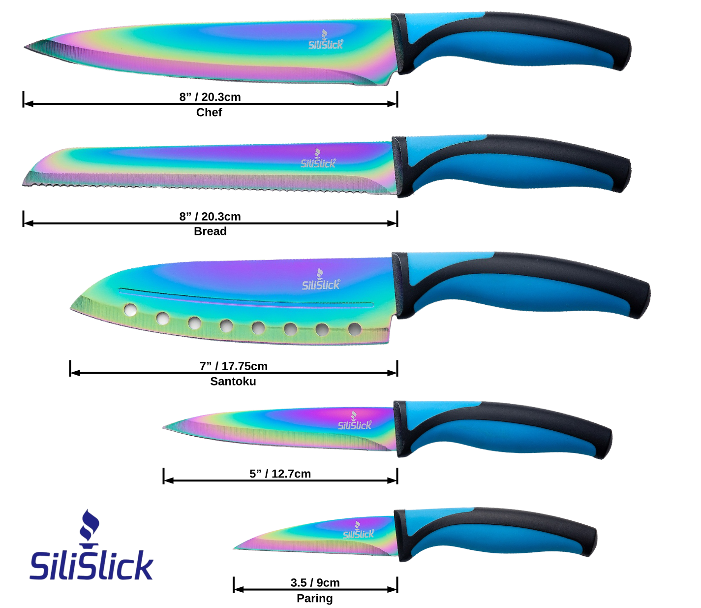 Kitchen Knife Set - Blue Handle