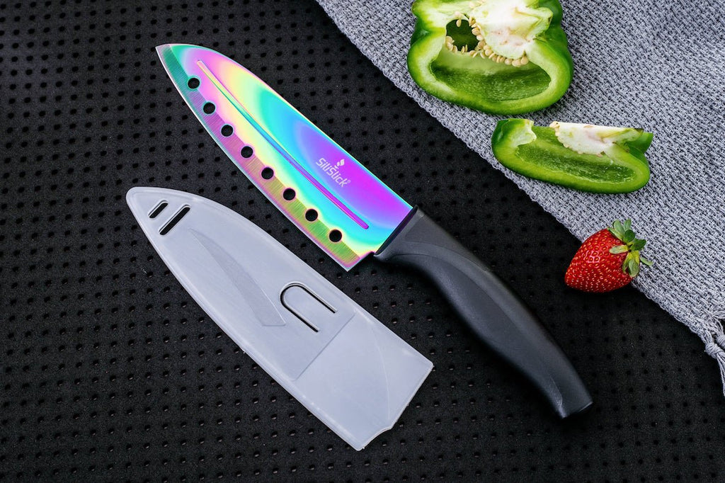 Kitchen Knife Set Kit | Black Handle & Black Magnetic Rack