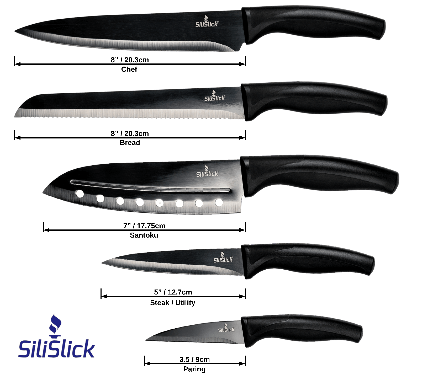 Kitchen Knife Set - Black Handle | Black Blade